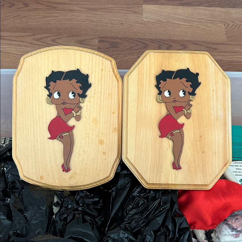 Betty Boop Red and Black Wooden Plaques